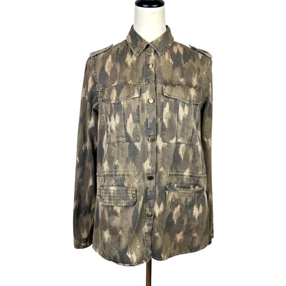 White Crow Green Camouflage Lightweight Layering Button Up Military Jacket - Picture 1 of 12
